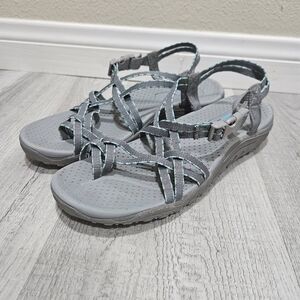 Skechers Women's Gray and Blue Strappy Sandals